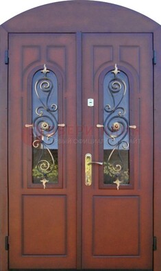Двухстворчатая стальная дверь Винорит в форме арки ДА-55 в Серпухове