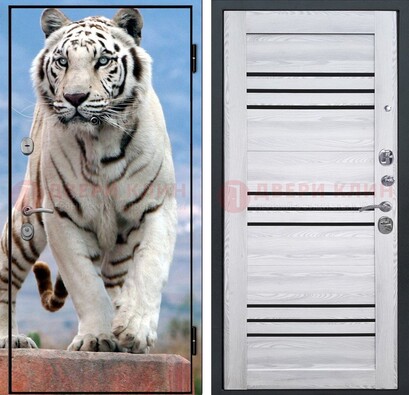 Стальная дверь с фотопечатью тигра ДФ-12 в Серпухове