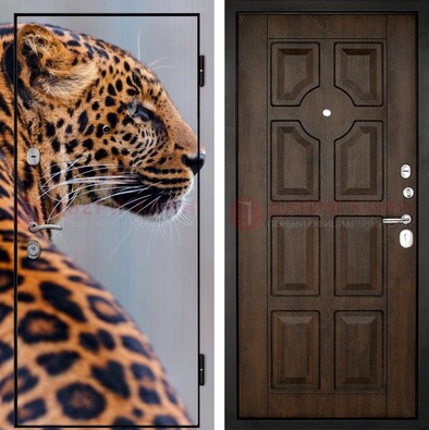 Металлическая дверь с фотопечатью леопарда ДФ-26 в Серпухове