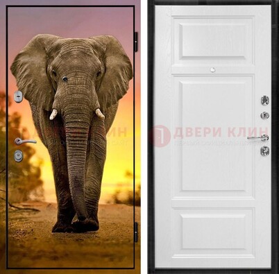 Металлическая дверь с фотопечатью слона ДФ-30 в Серпухове