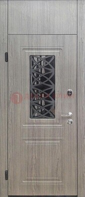 Металлическая дверь Винорит стекло и ковка с фрамугой ДФГ-33 в Серпухове