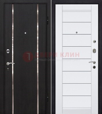 Черная входная дверь с МДФ и декоративными вставками ДМ-143 в Лыткарино