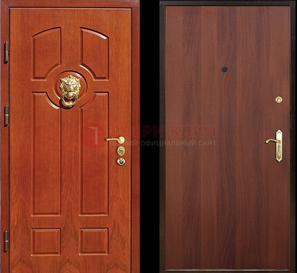 Оранжевая стальная дверь с МДФ ламинат внутри ДМ-18 в квартиру в Серпухове