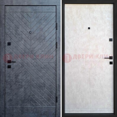 Серая железная дверь с филенчатой МДФ ДМ-217 в Серпухове