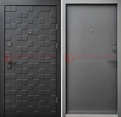 Темная стальная филенчатая дверь с МДФ ДМ-221 в Серпухове