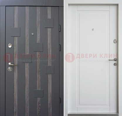 Темная металлическая дверь c белом МДФ внутри ДМ-231 в Серпухове