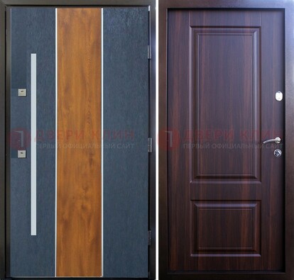 Современная входная дверь и с коричневой МДФ внутри ДМ-236 в Серпухове