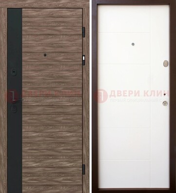Коричневая входная дверь с черной вставкой МДФ ДМ-239 в Серпухове