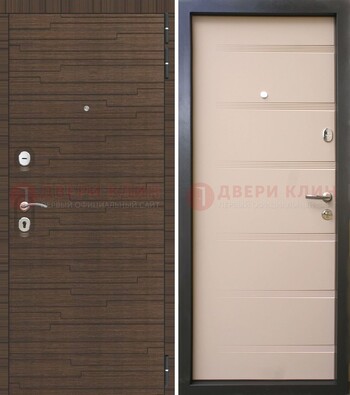 Коричневая  железная дверь c фрезерованной МДФ ДМ-248 в Серпухове