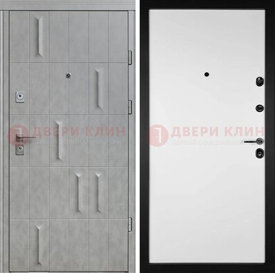 Серая стальная дверь с рисунком МДФ и внутри Белый ясень ДМ-280 в Серпухове