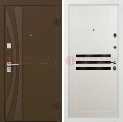 Стальная коричневая дверь с МДФ панелями ДМ-293 в Серпухове