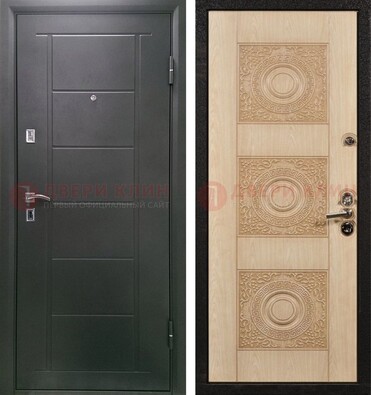 Темная железная дверь с МДФ в квартиру ДМ-344 в Серпухове