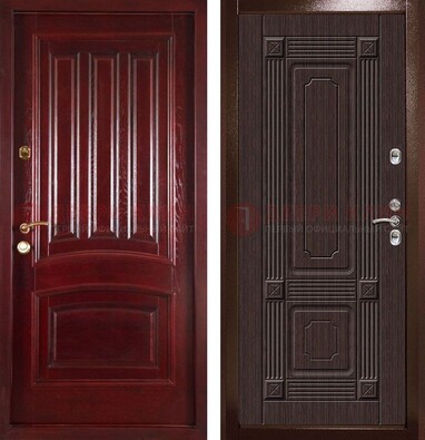 Красная стальная дверь с филенчатой МДФ ДМ-398 в Серпухове