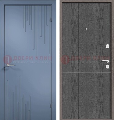 Синяя металлическая дверь МДФ в квартиру ДМ-434 в Серпухове