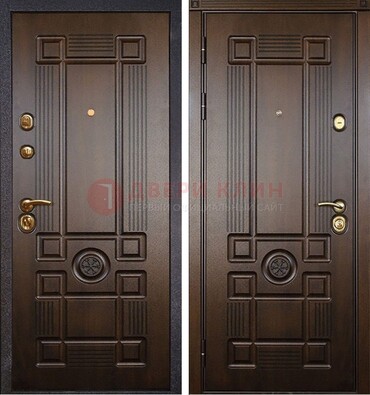 Квартирная коричневая железная дверь с МДФ ДМ-45 в Балашихе