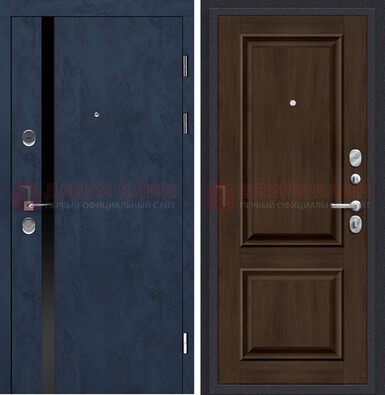 Синяя входная дверь МДФ с обеих сторон ДМ-473 в Серпухове