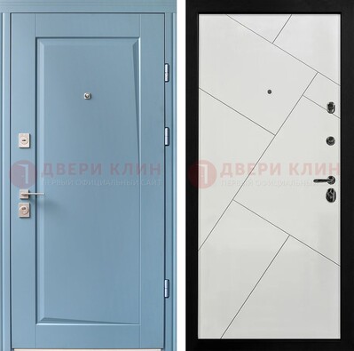 Синяя железная дверь с МДФ панелями ДМ-491 в Серпухове