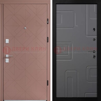 Красная стальная дверь в квартиру с МДФ хайтек ДМ-493 в Серпухове