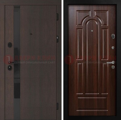 Темная входная дверь с МДФ панелями в квартиру ДМ-499 в Серпухове
