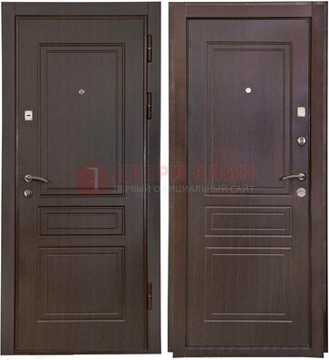 Антивандальная коричневая железная дверь с МДФ ДМ-61 в Серпухове