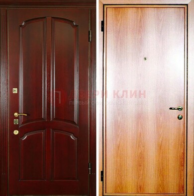 Темная железная дверь с массивом дуба ДМД-13 в Серпухове