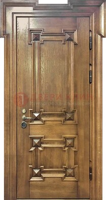 Филенчатая железная дверь с массивом дуба ДМД-56 в Серпухове