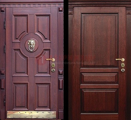 Темная входная дверь с массивом дуба с декоративной вставкой ДМД-6 в Серпухове
