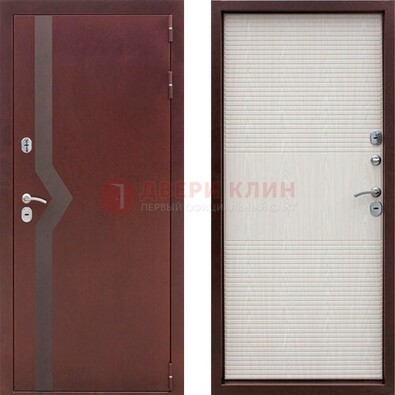 Бордовая металлическая дверь с порошковым напылением ДП-100 в Серпухове