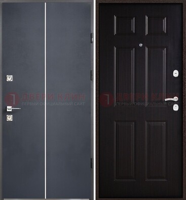 Железная дверь с порошковым покрытием и отделкой Темный орех внутри ДП-211 в Серпухове