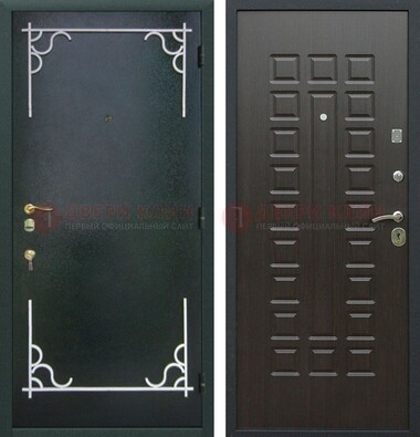 Темная входная дверь с порошковым покрытием и МДФ венге ДП-223 в Серпухове
