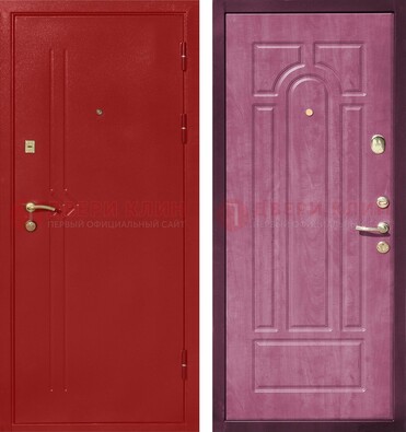 Красная входная дверь с порошковым напылением ДП-240 в Серпухове