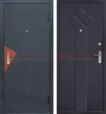 Черная входная дверь с порошковым напылением и узором внутри ДП-241 в Серпухове