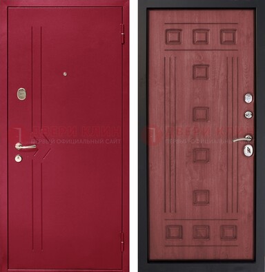 Красная железная дверь с порошковым напылением ДП-242 в Серпухове
