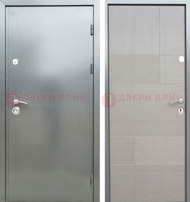 Металлическая серая дверь с порошковым покрытием и серым МДФ внутри ДП-250 в Серпухове