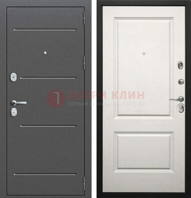 Серая стальная дверь с порошковым покрытием и светлой МДФ ДП-266 в Серпухове
