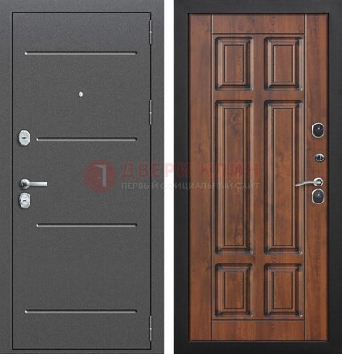 Стальная дверь с порошковым покрытием Антик серебро и филенчатой МДФ ДП-267 в Серпухове