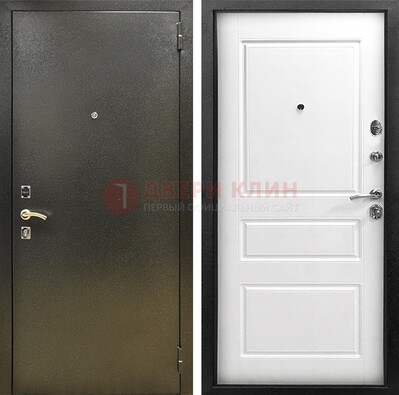 Входная дверь Темное серебро с порошковым напылением и белой МДФ ДП-272 в Серпухове