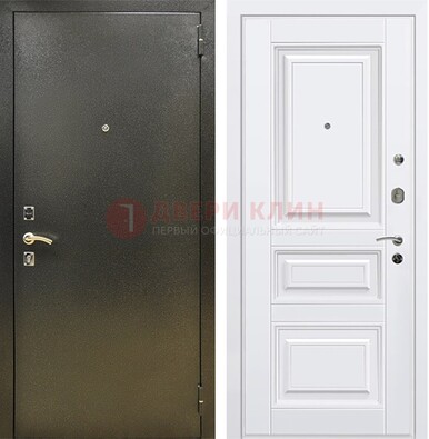 Железная темно-серая дверь с порошковым напылением и белой МДФ ДП-274 в Серпухове