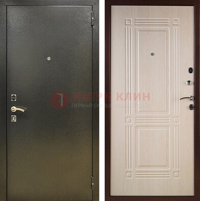 Стальная темно-серая дверь с порошковым напылением и МДФ Белый дуб ДП-277 в Серпухове