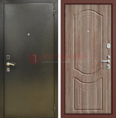 Темно-серая входная дверь с порошковым покрытием и коричневая МДФ ДП-290 в Серпухове
