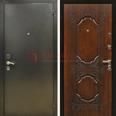 Входная дверь Темное серебро с порошковым покрытием и МДФ с узором ДП-293 в Серпухове