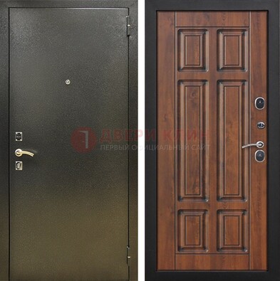 Металлическая входная темная дверь с порошковым напылением и МДФ ДП-299 в Серпухове