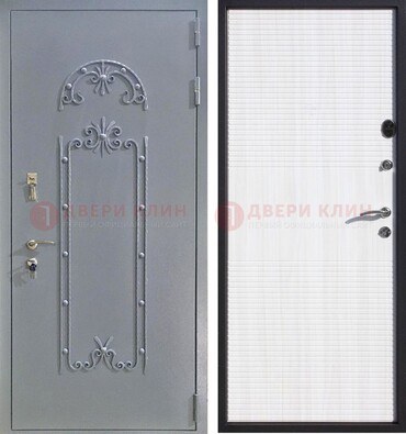 Серая входная дверь с порошковым покрытием ДП-67 в Серпухове