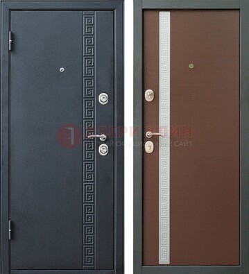 Черная стальная дверь с порошковым напылением ДП-9 в Серпухове