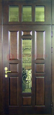 Парадная дверь со стеклянными вставками и ковкой ДПР-1 в офисное здание в Севастополе