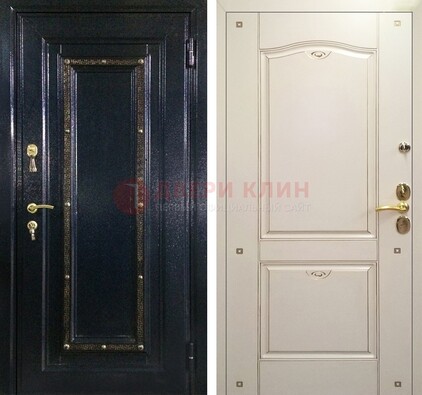 Парадная дверь с золотистым декором ДПР-3 в квартиру в Серпухове
