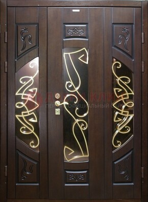 Парадная дверь со стеклом и ковкой ДПР-1 в каркасный дом в Серпухове
