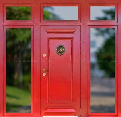 Красная парадная дверь для частного дома ДПР-88 в Серпухове