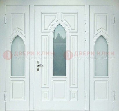 Филенчатая стальная парадная дверь со стеклом ДПР-91 в Серпухове