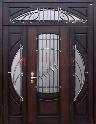 Парадная дверь со стеклянными вставками и ковкой ДПР-9 для улицы в Серпухове